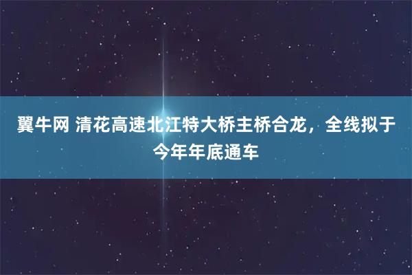 翼牛网 清花高速北江特大桥主桥合龙，全线拟于今年年底通车